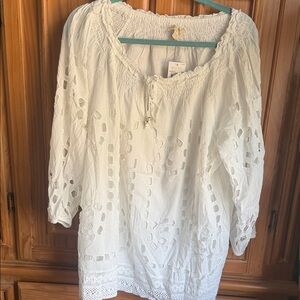 Michael Kors White Eyelet Blouse nwt